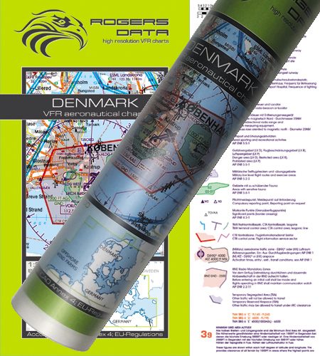 Denmark Wallchart ICAO VFR Aeronautical Chart 500k 2020