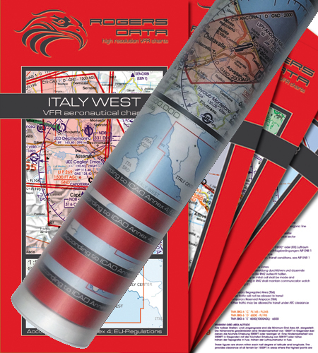 Italy Set of 4 Wallcharts ICAO VFR Aeronautical Charts 500k 2020