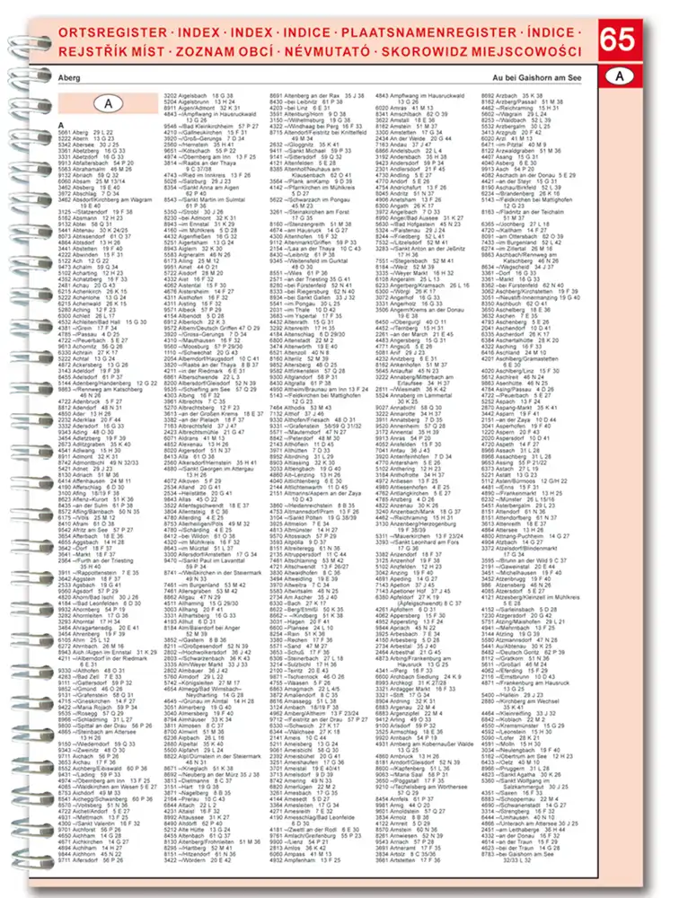 Index on the Aeronautical Atlas of Austria in 200k