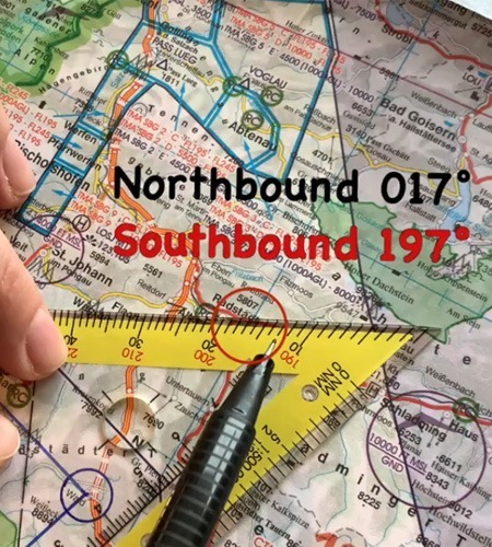 Navigationsdreieck EASA ICAO Northbound Southbound