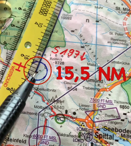 Navigationsdreieck EASA ICAO Entfernung