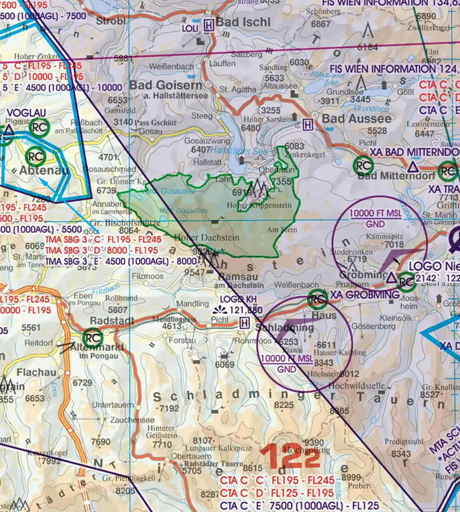 Nature reserve area on the VFR Chart for Austria in 500k
