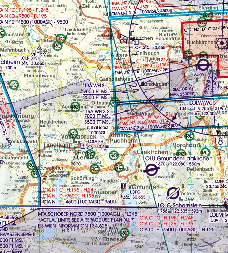 TRA TMA on the ICAO Chart for Austria in 500k