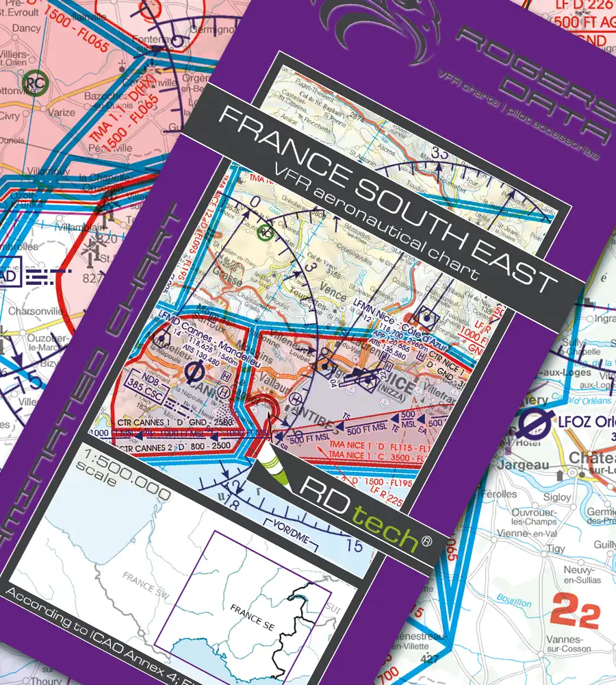 VFR ICAO Aeronautical Chart of France South East in 500k