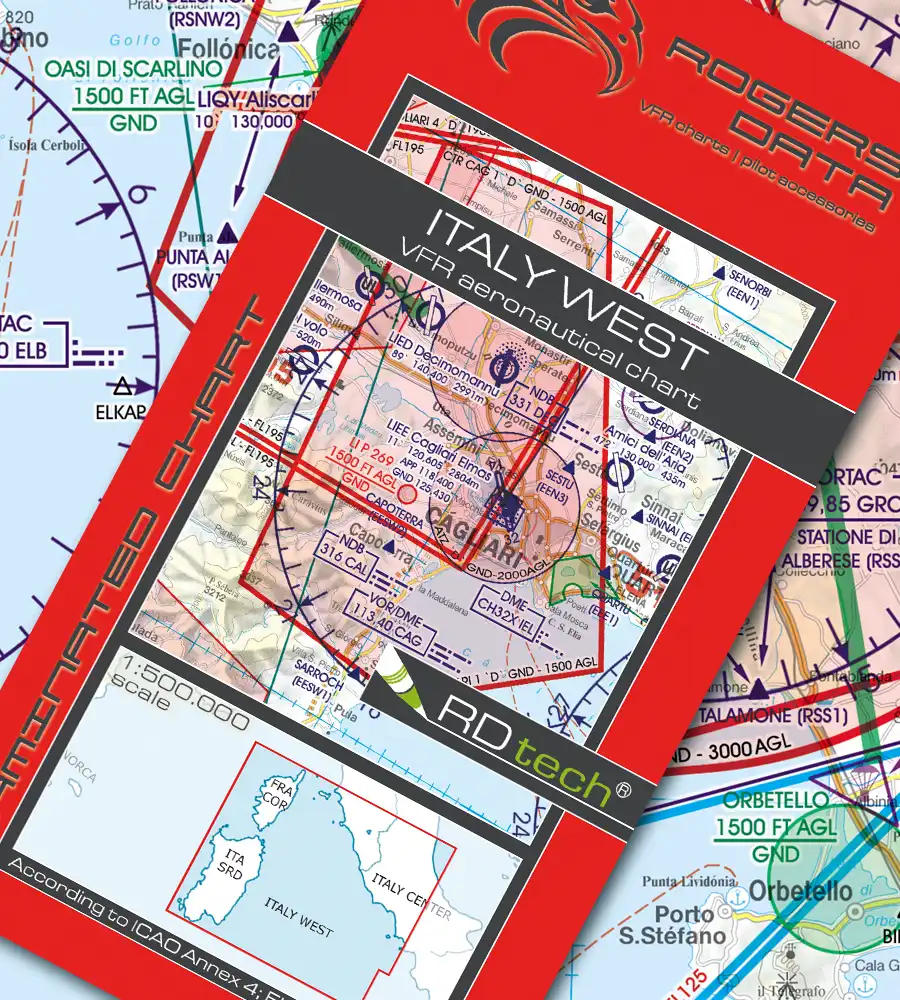 VFR ICAO Aeronautical Chart for Italy West in 500k