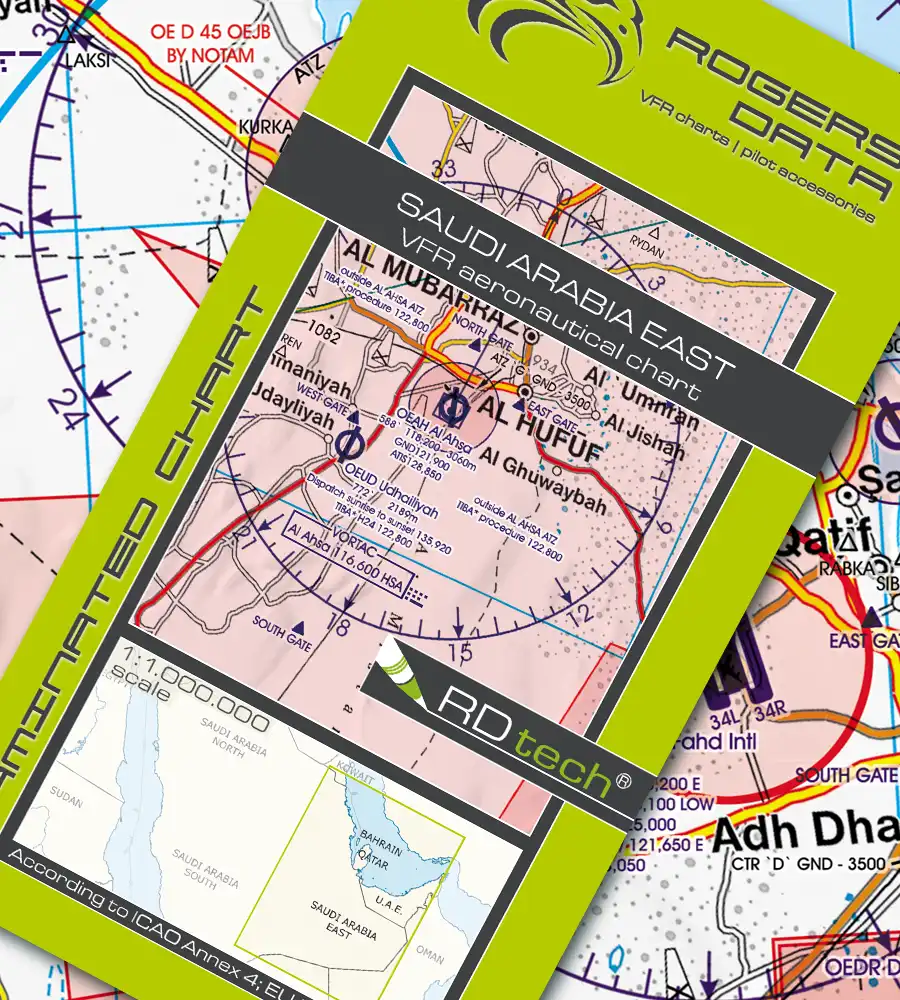VFR ICAO Aeronautical Chart of Saudi Arabia East in 500k