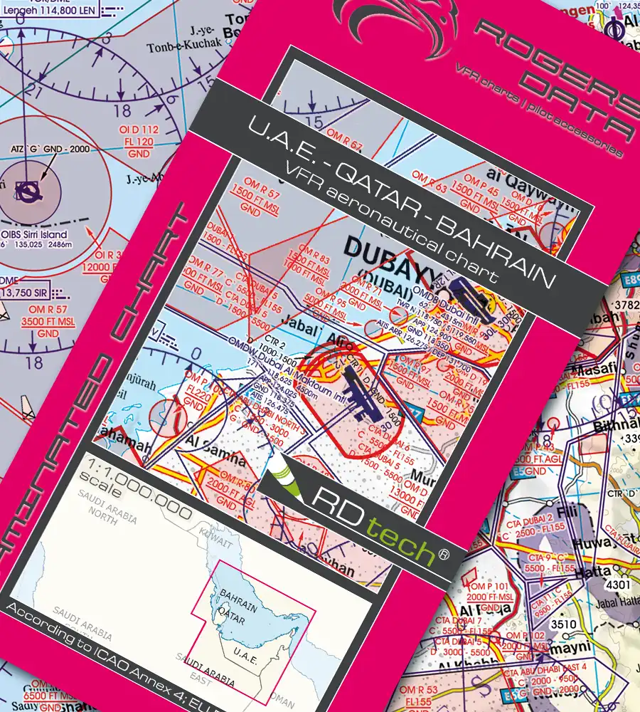 VFR ICAO Aeronautical Chart of UAE, Qatar and Bahrain in 1000k