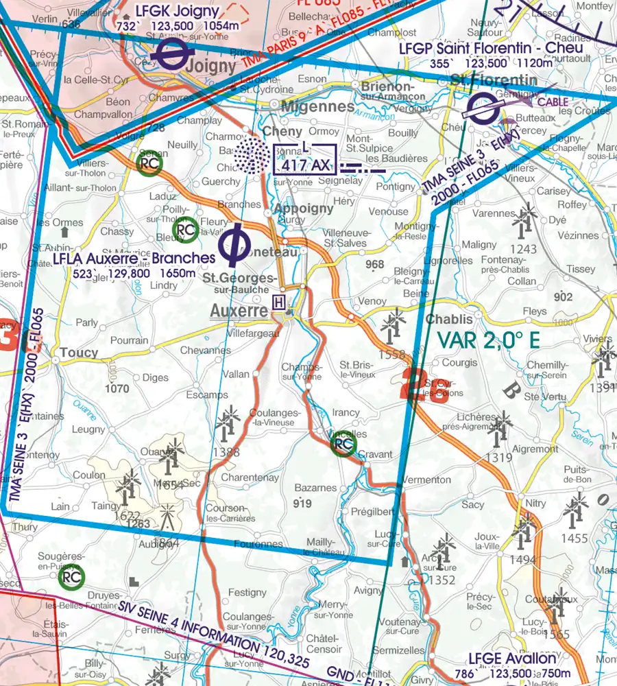 Heliport Hospital in 500k on the VFR Chart for France