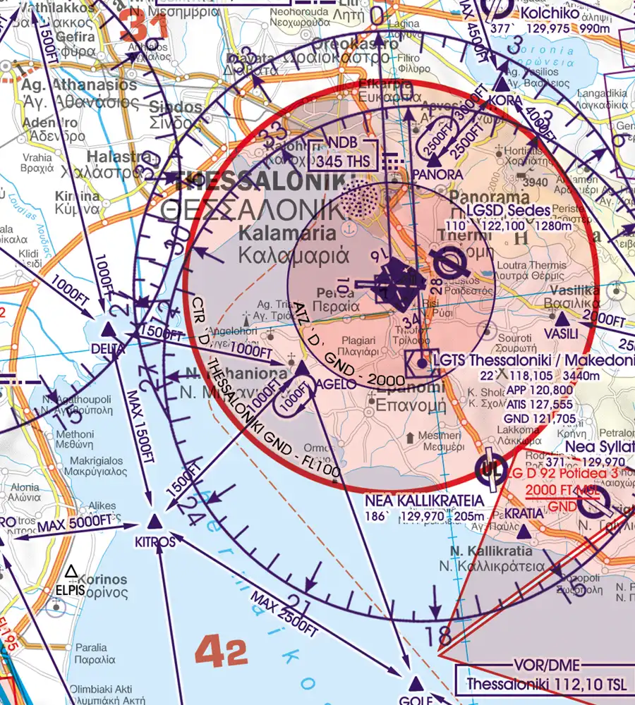 CTR on the VFR Chart of Greece in 500k