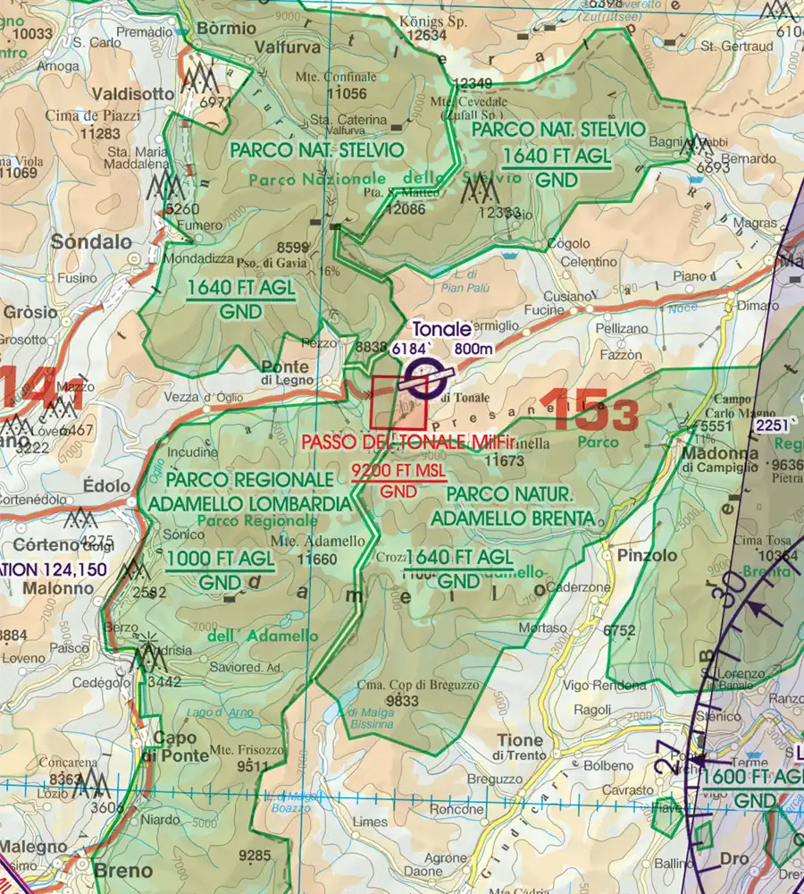 Military Shooting Range in 500k on the ICAO Chart of Italy