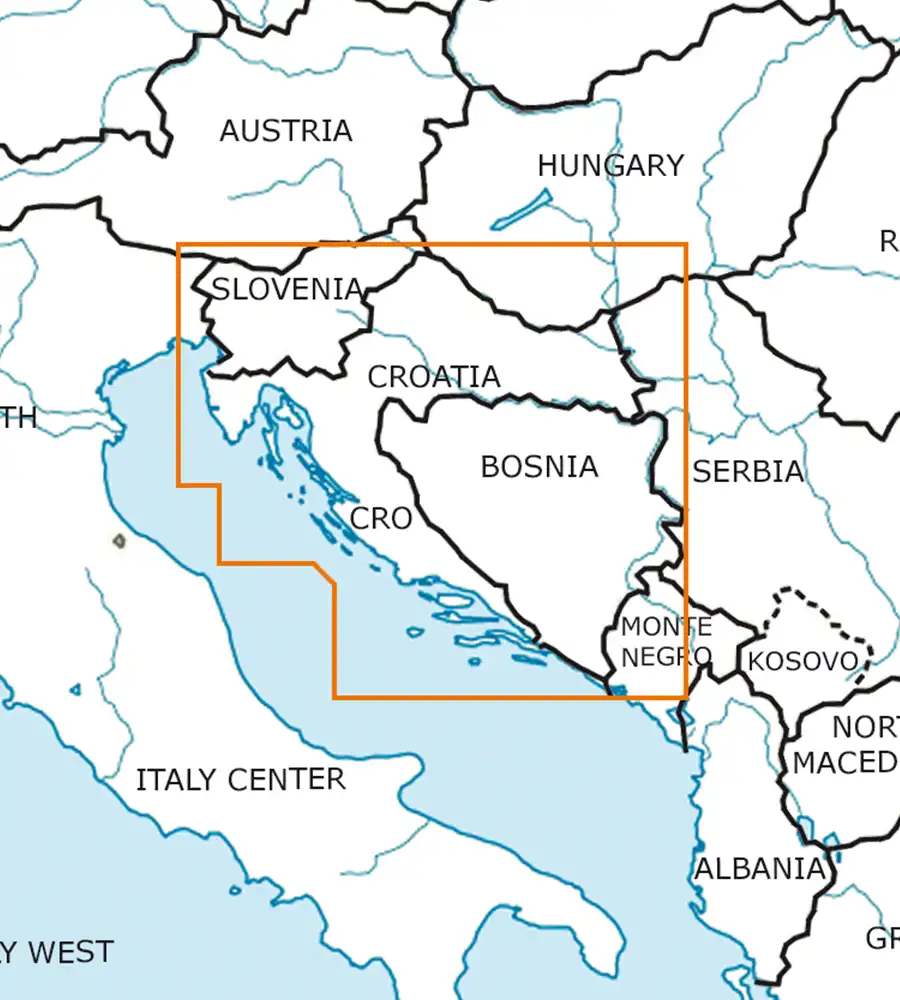 VFR Aeronautical Chart of Croatia and BIH in 500k