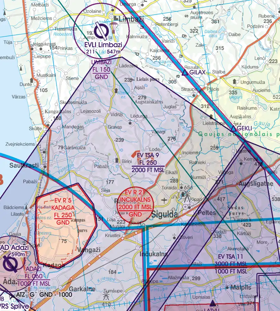 TSA on the VFR Chart of Latvia in 500k