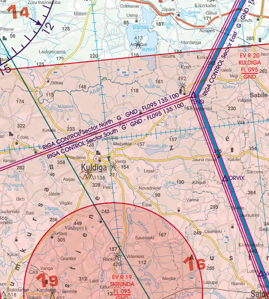 TSA on the aeronautical Chart of Latvia in 500k