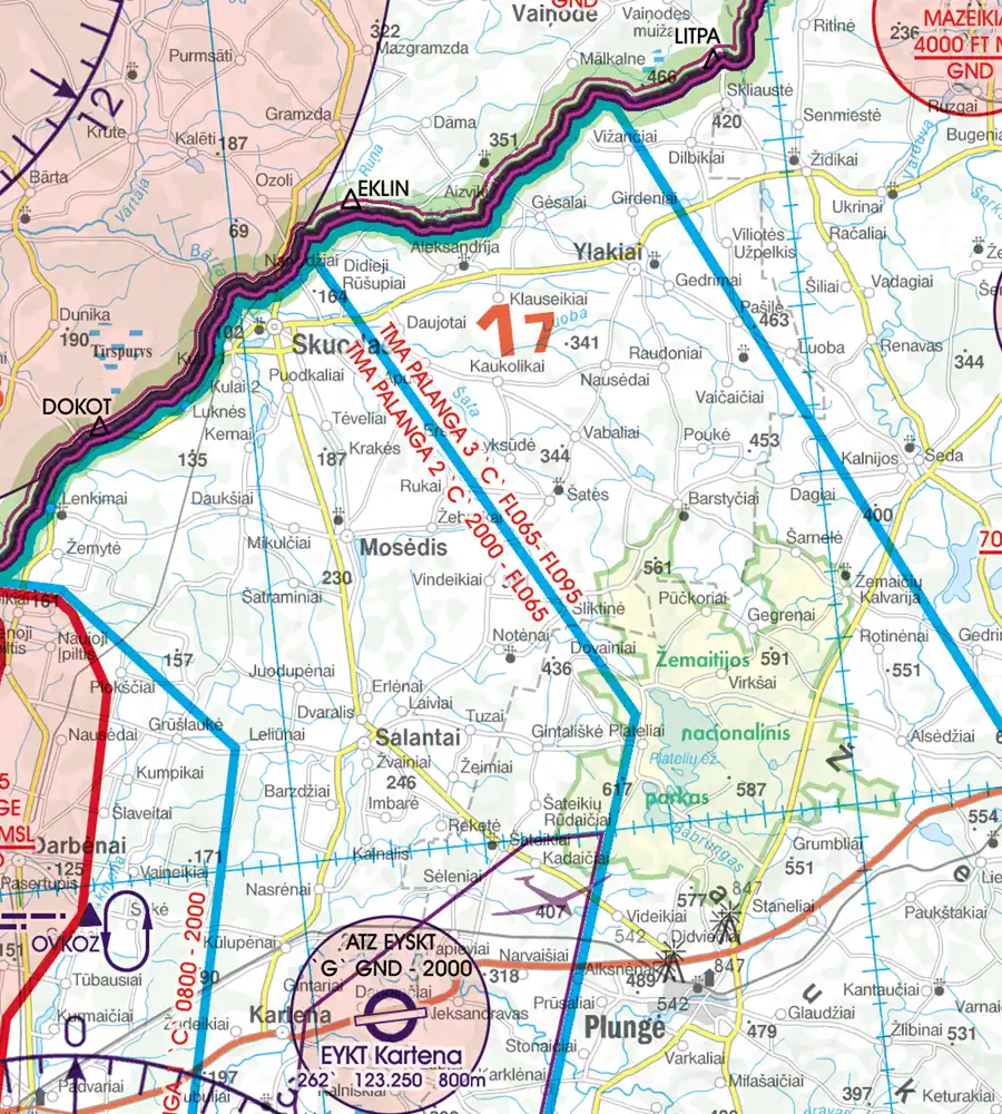 TMA on the ICAO Chart of Lithuania in 500k