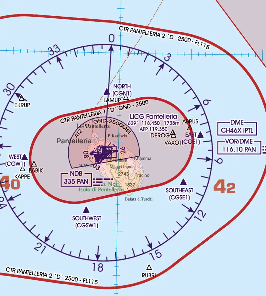 ATZ Airport Traffic Zone on the 500k VFR Chart of Malta and Sicilia