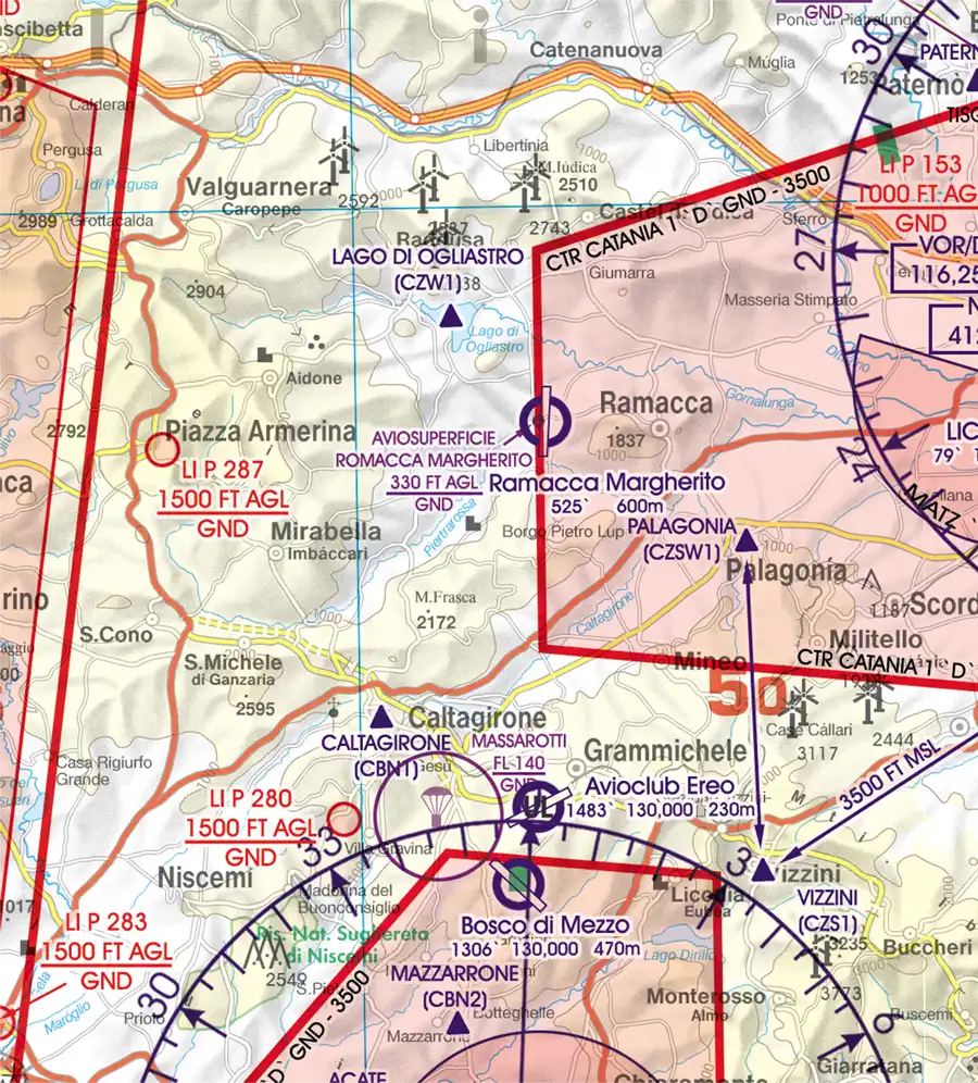 Sporting and Recreational Activities on the 500k VFR Chart of Malta and Sicilia