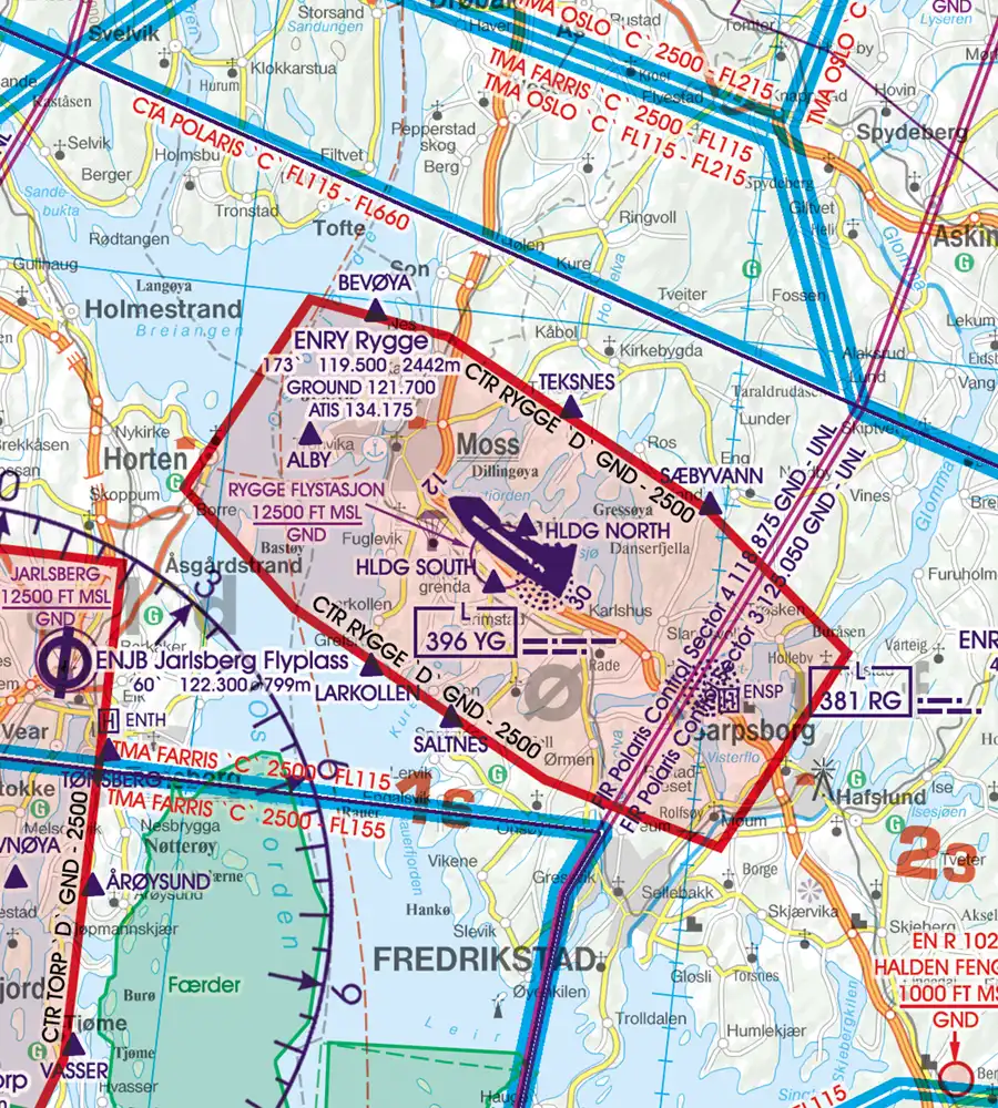 CTR Control Zone on the 500k VFR Chart of Norway