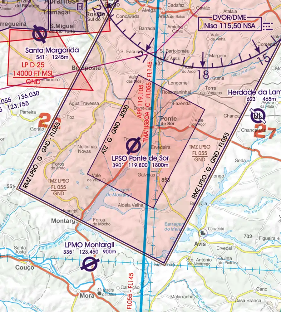 Airport on the VFR Chart of Portugal in 500k