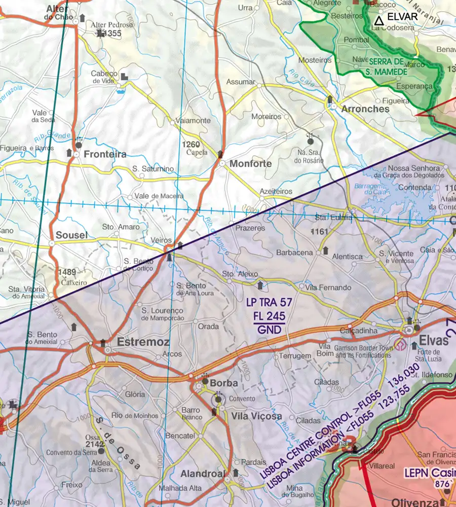 TRA on the aeronautical Chart of Portugal in 500k