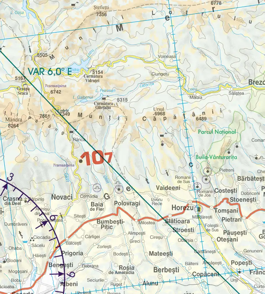 Natural Reserve on the 500k aeronautical Chart of Romania