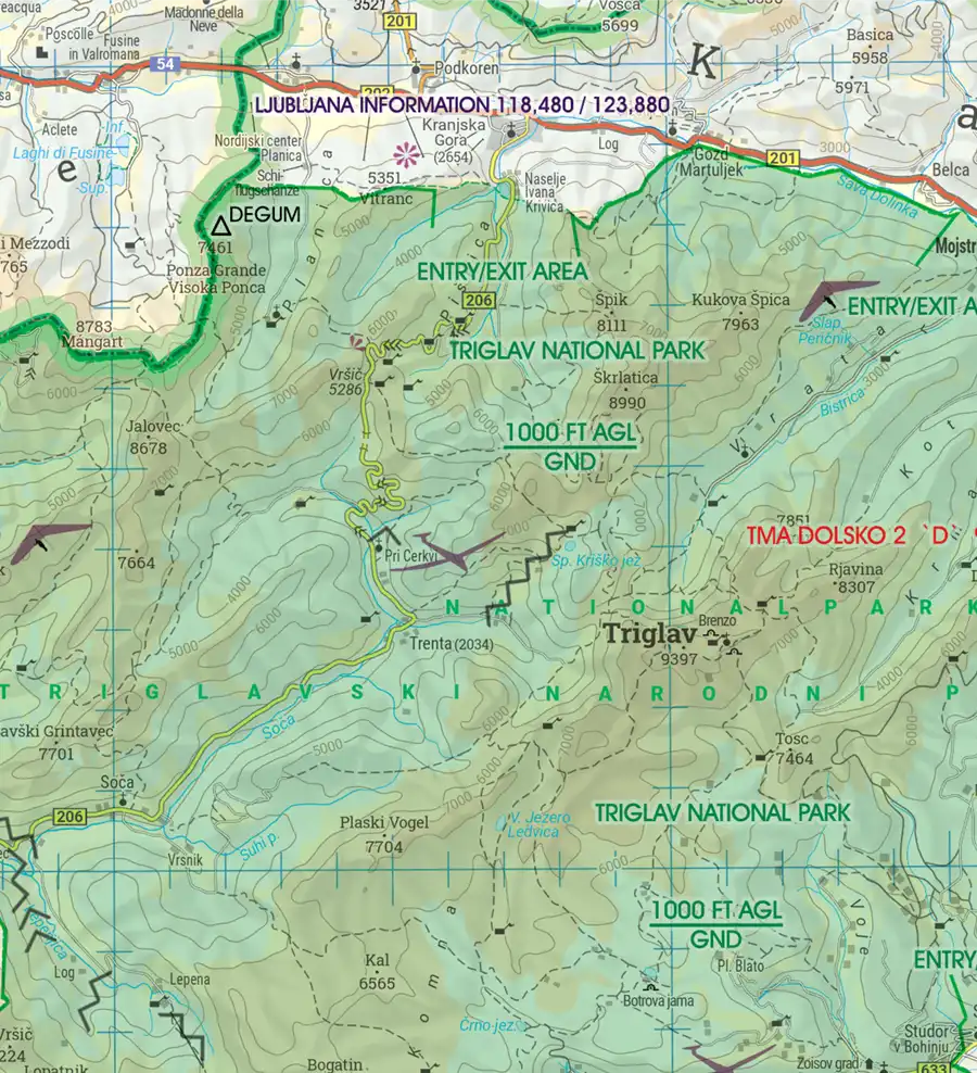 Natural Reserve on the 200k ICAO Chart of Slovenia