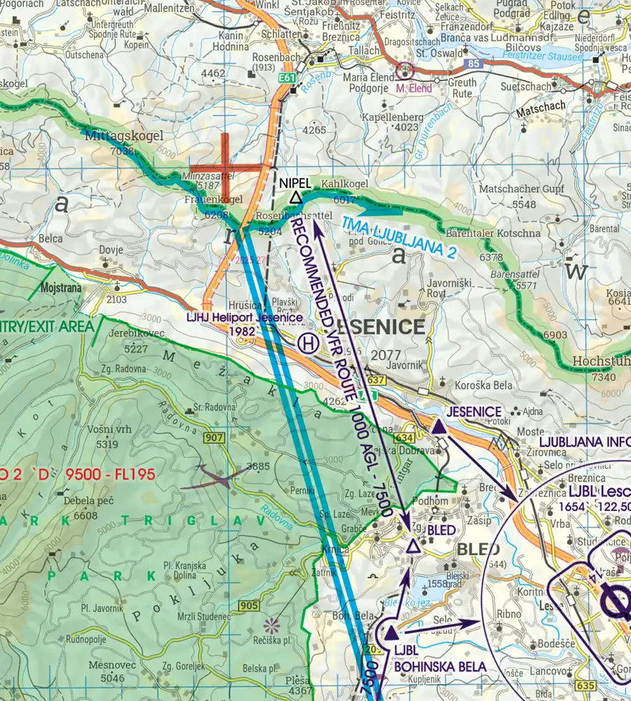 Heliport on the aeronautical Chart of Slovenia in 200k
