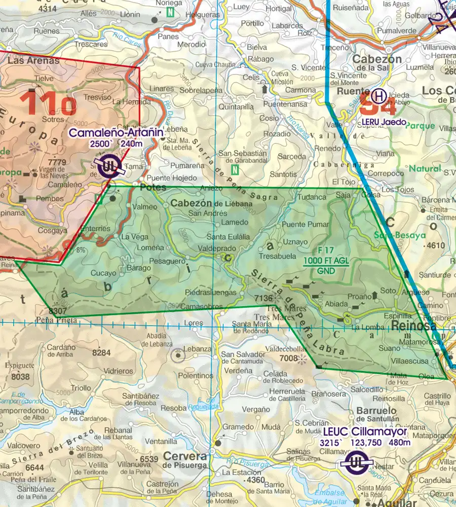Natural Reserve on the 500k ICAO Chart of Spain