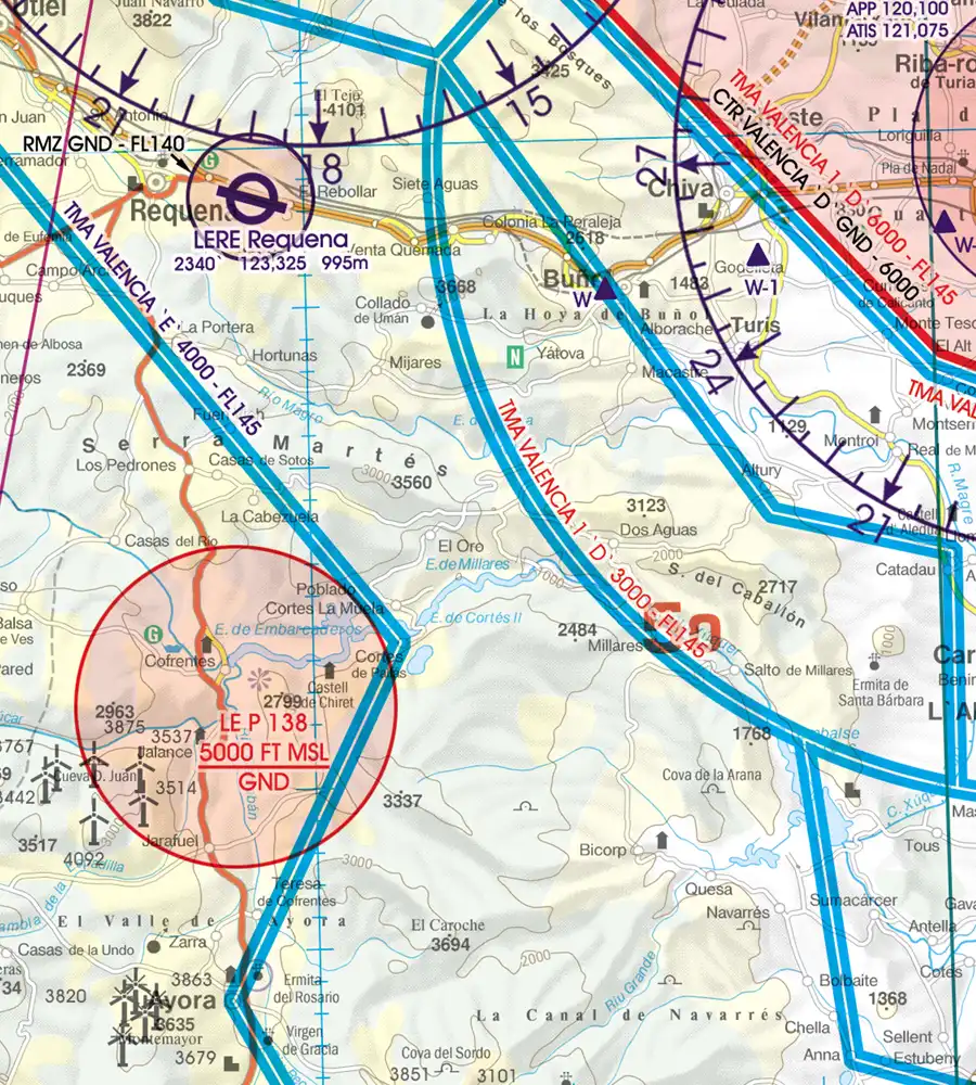 TMA on the aeronautical Chart of Spain in 500k