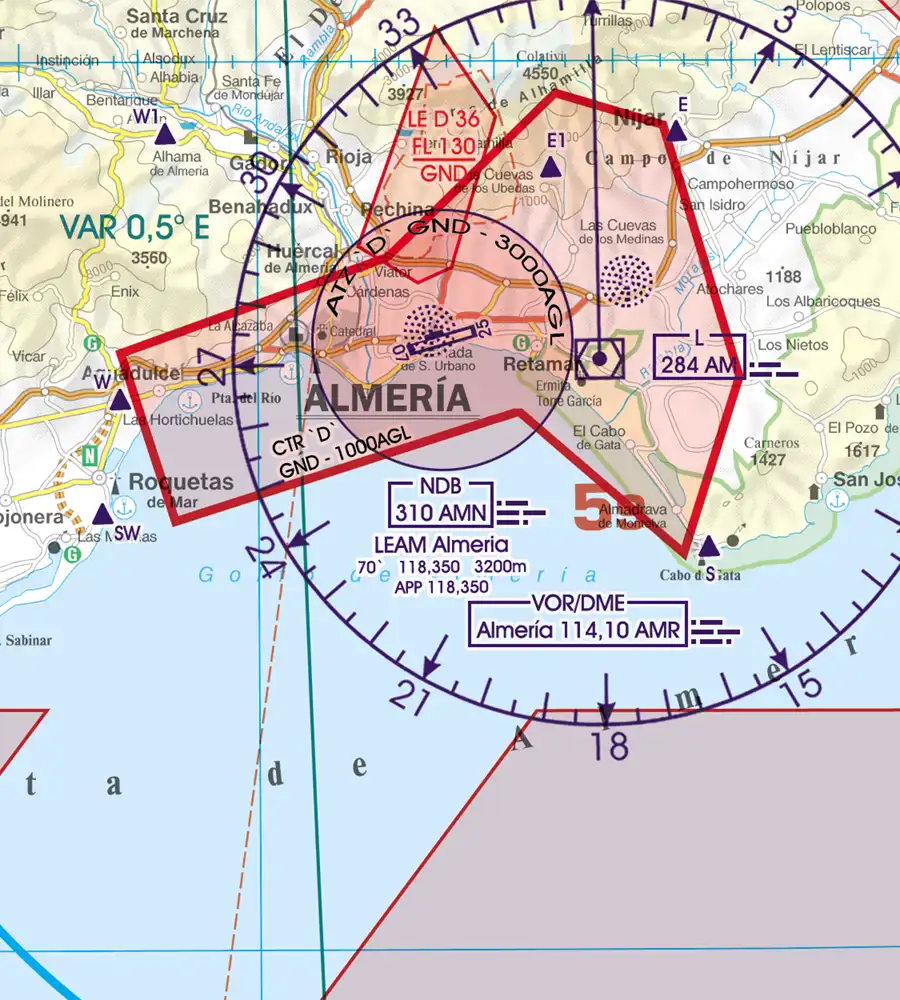 Variation on the 500k aeronautical Chart of Spain
