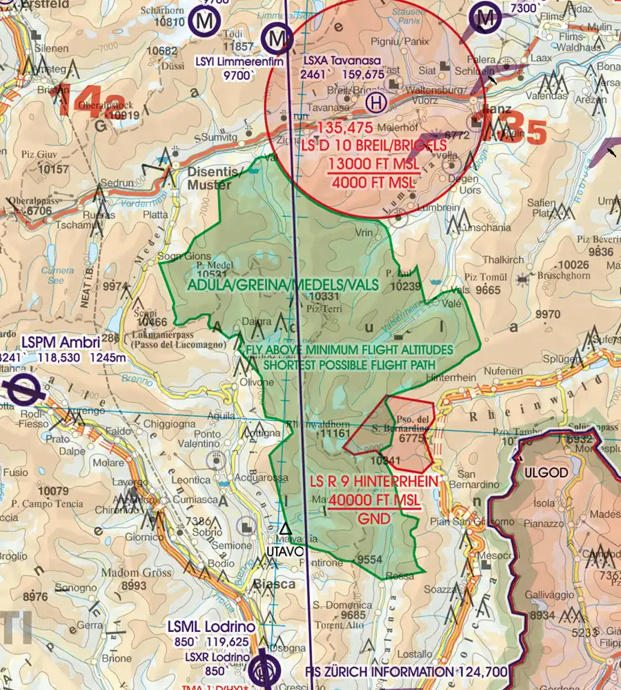 Natural Reserve on the 500k VFR ICAO Chart of Switzerland