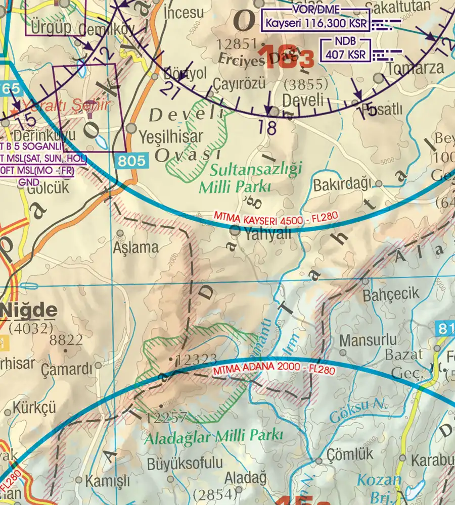 Natural Reserve on the 1000k VFR ICAO Chart of Türkiye