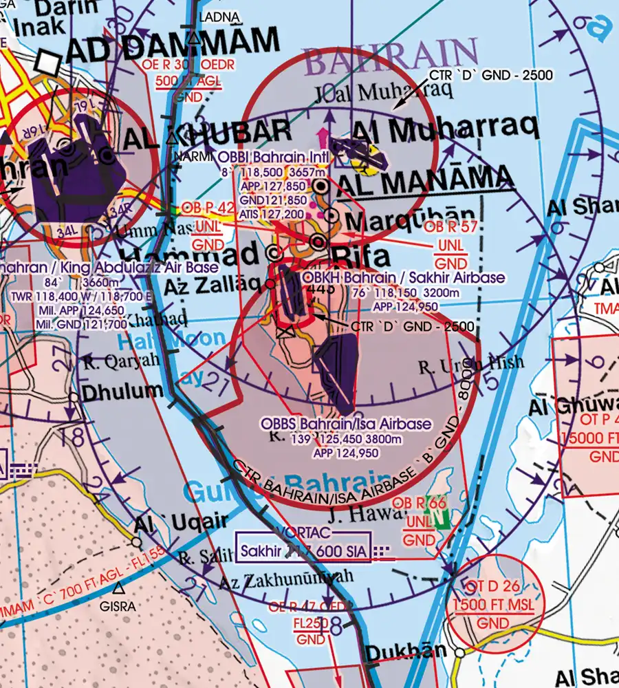 Airport on the VFR ICAO Chart of UAE in 1000k