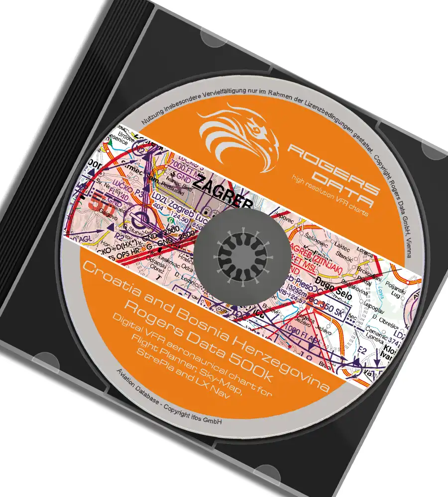 Digital VFR Chart of Kroatia in 500k