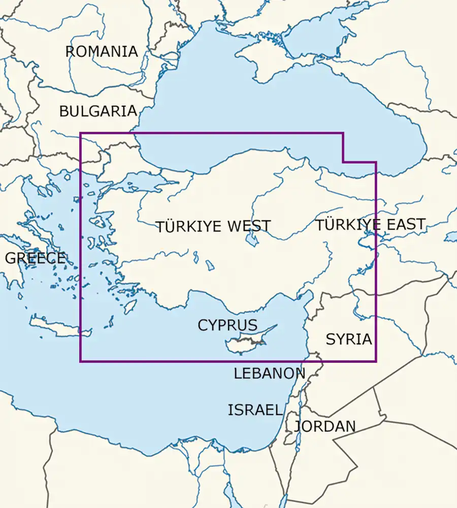 Blattschnitt von der Türkei West auf der VFR Karte in 1000k