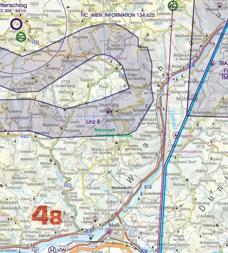 Military low level flying routes on the 200k ICAO VFR Chart of Austria