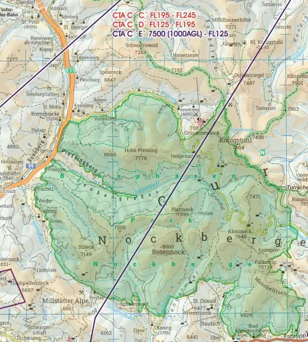 Nature Reserve on the VFR Chart of Austria in 200k