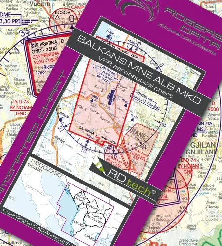 VFR ICAO Aeronautical Chart of the Balkans in 500k