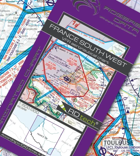 VFR ICAO Aeronautical Chart of France South West in 500k