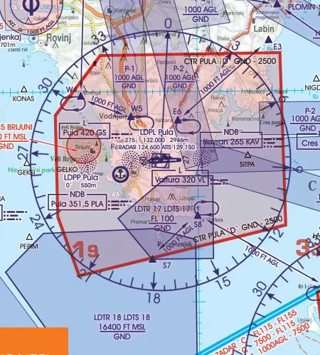 Water Aerodrome on the VFR Chart of Croatia in 500k