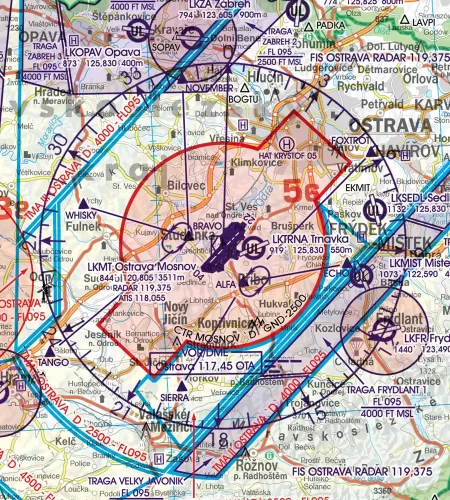Approach Procedure on the VFR Chart of Czechia in 500k