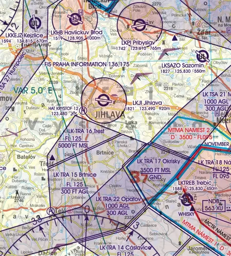 Heliport on the VFR ICAO Chart of Czechia in 500k