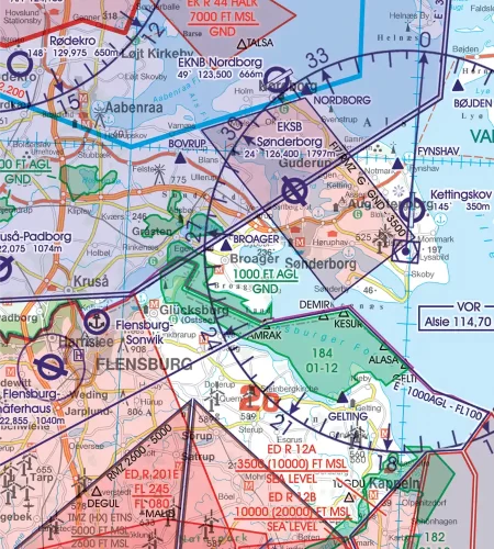 FIZ Traffic Information Zone on the 500k ICAO Chart of Denmark