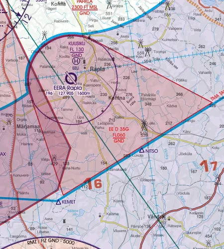 Restricted Area on the VFR Chart of Estonia in 500k