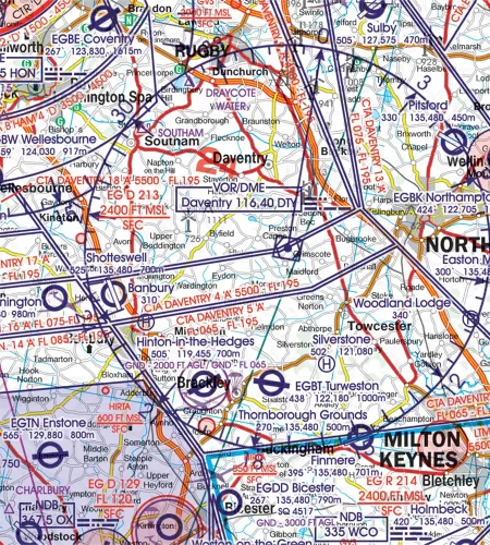 Radio Navigation aids on the VFR Chart of Great Britain in 500k