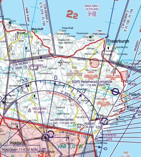 TMZ Transponder Mandatory Zone on the VFR Chart of Great Britain in 500k