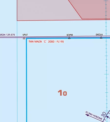 TMA on the ICAO Chart of Malta and Sicilia in 500k