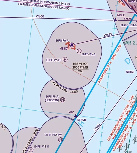HTZ Helicopter Traffic Zones on the 500k VFR Chart for the Netherlands