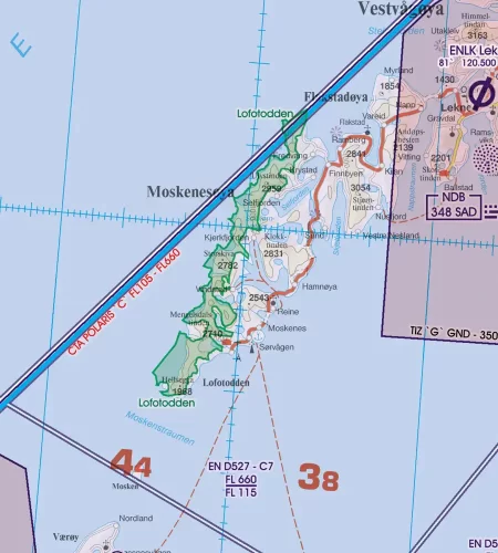 Nature Reserve on the 500k aeronautical Chart of Norway