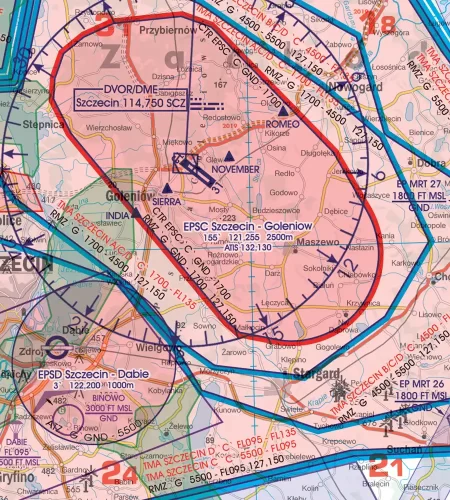 Airport on the aeronautical Chart of Poland in 500k