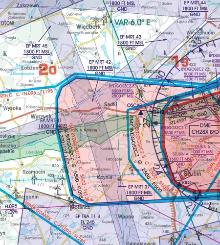 Military Track System on the 500kVFR Chart of Poland
